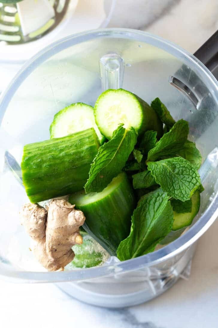 ingredients for agua fresca in a blender jar