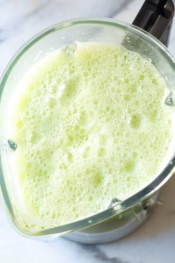 foamy blended cucumbers and ime