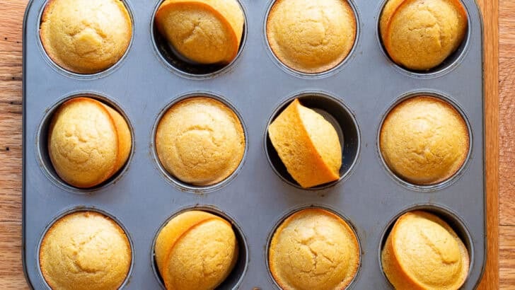 Cornbread Muffins in pan