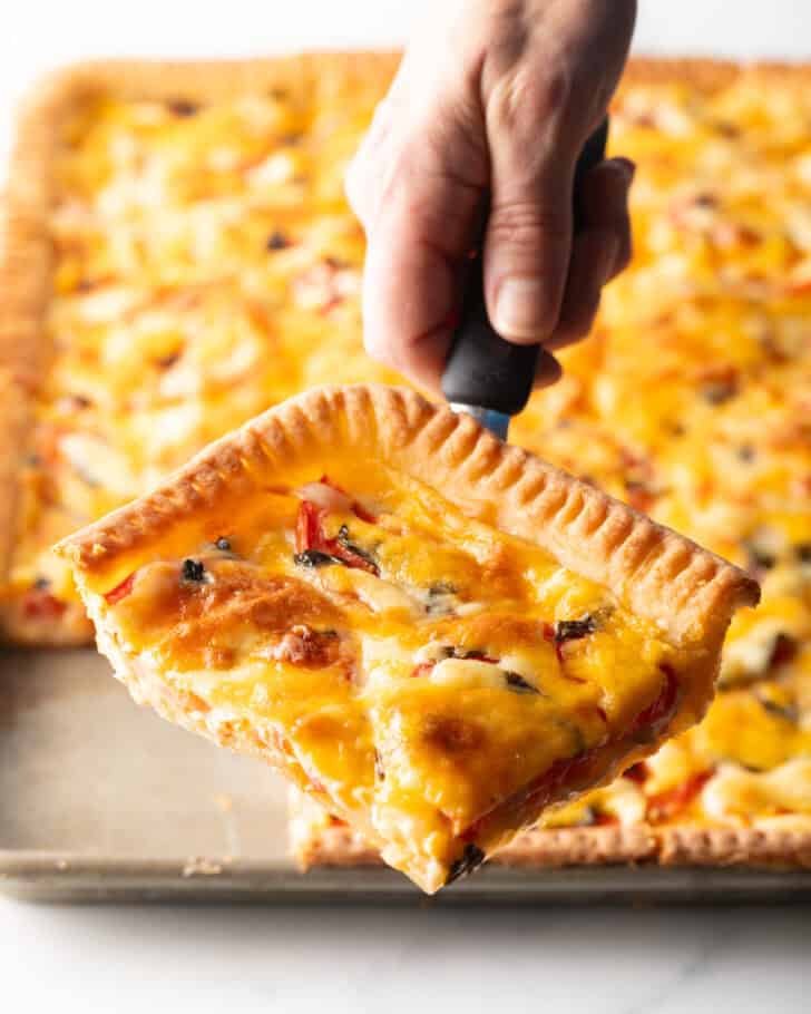 Slice of fresh tomato pie