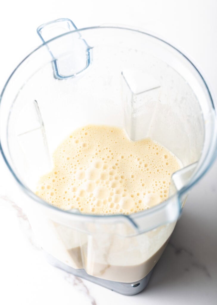 Blender filled with batter.