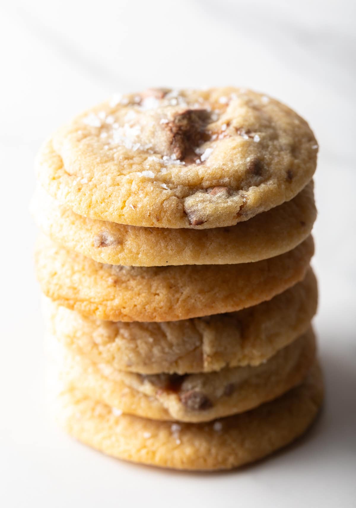 A vertical stack of candy bar cookies.