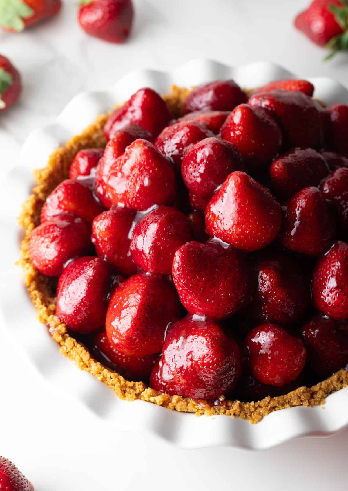 A fresh strawberry pie recipe loaded with glazed strawberries.